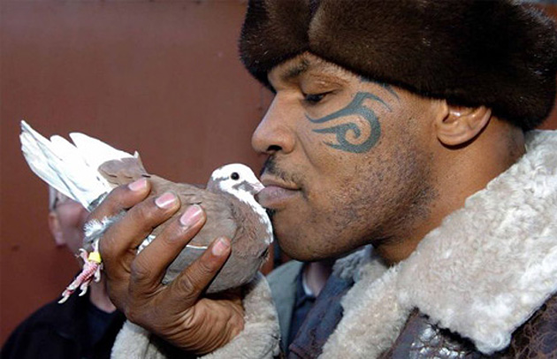 Mike Tyson Kissing A Bird